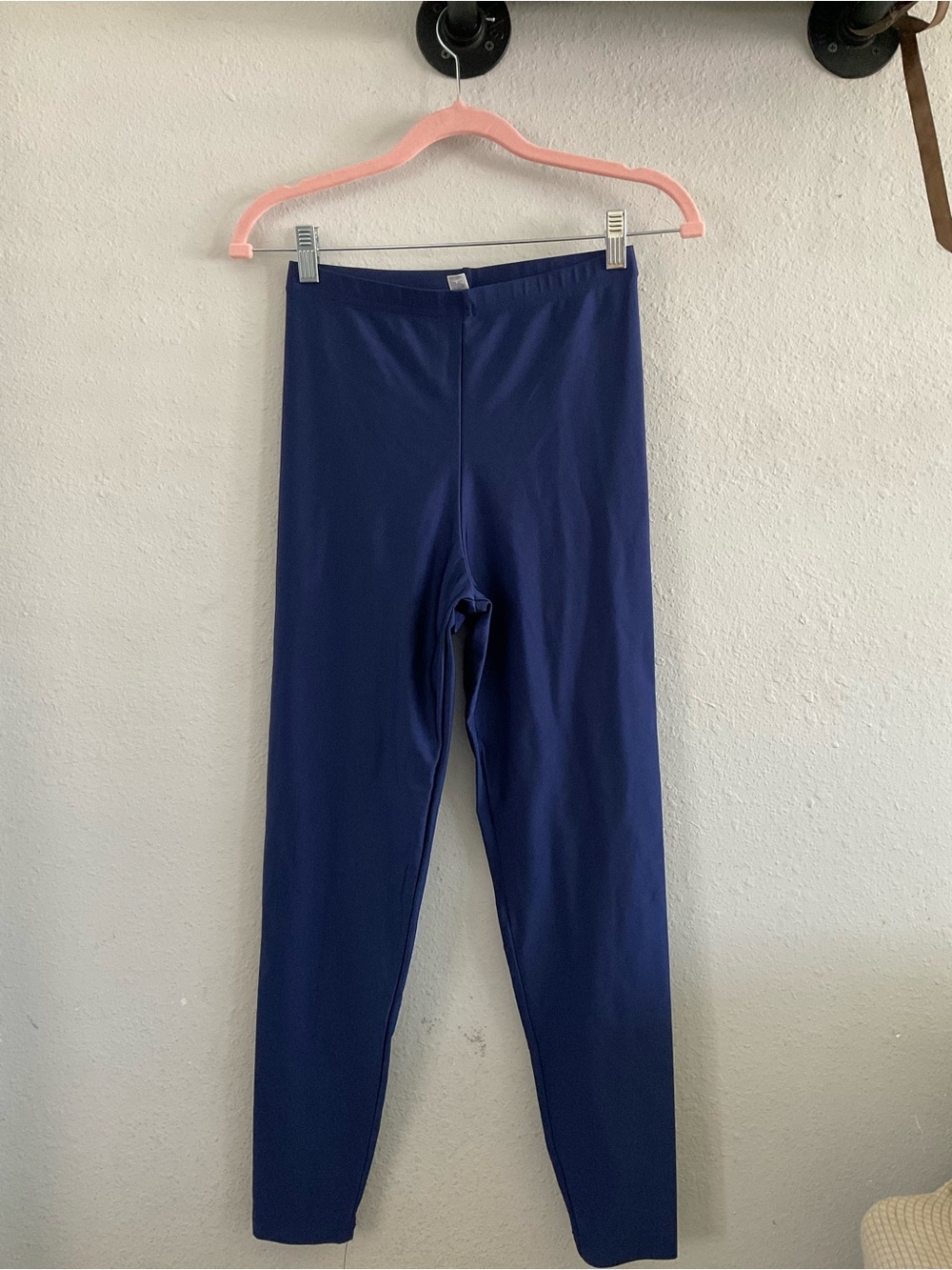 Navy Metallic High-Waist Stretch Leggings